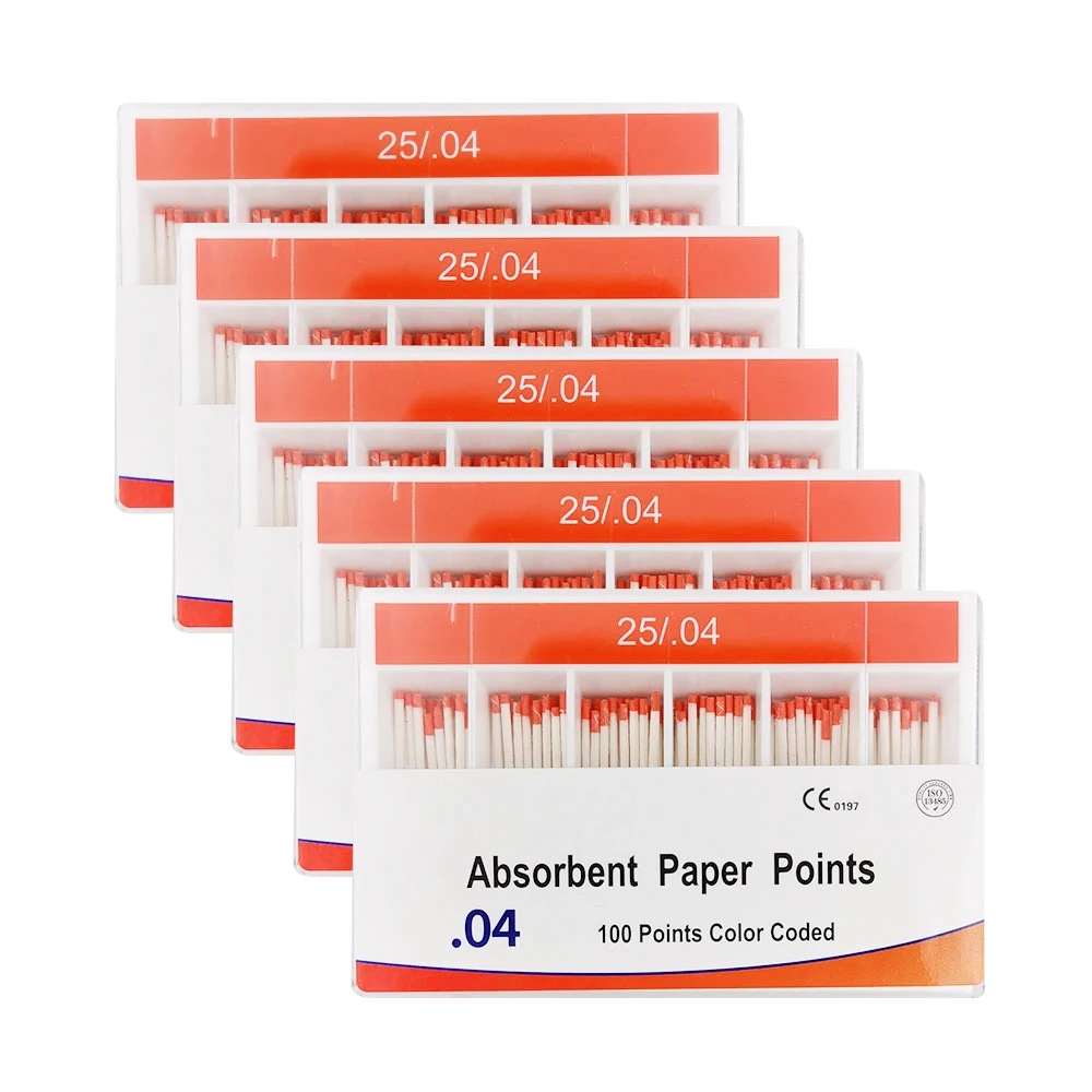 

5box 04 Taper Dental Absorbent Paper Points Gutta 25# 30# Paper Points Pure Cotton Fiber Root Canal Absorption Dental Materials