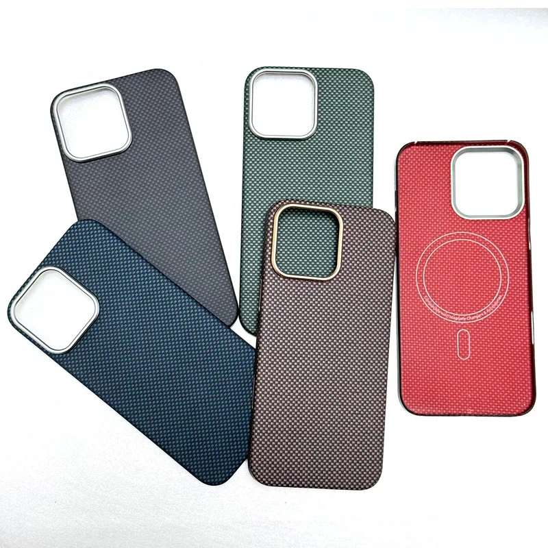 

magnetic Carbon Fabric Aramid Fiber iPhone 16 Pro Max / iPone16 Pro Magnetic Wireless Charging Cover Sturdy