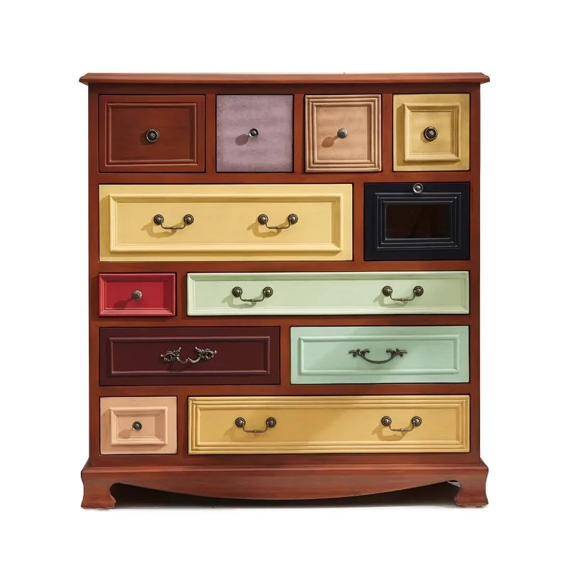 

American chest cabinet solid wood bedroom storage cabinet living room simple decoration wall locker retro