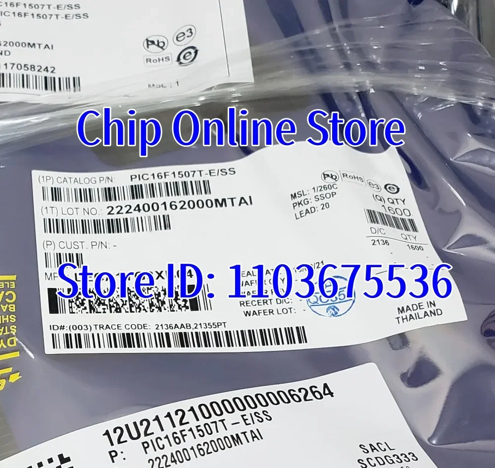 2~100pcs  PIC16F1507-E/SS  PIC16F1507T-E/SS  PIC16F1507  SSOP20  New Original