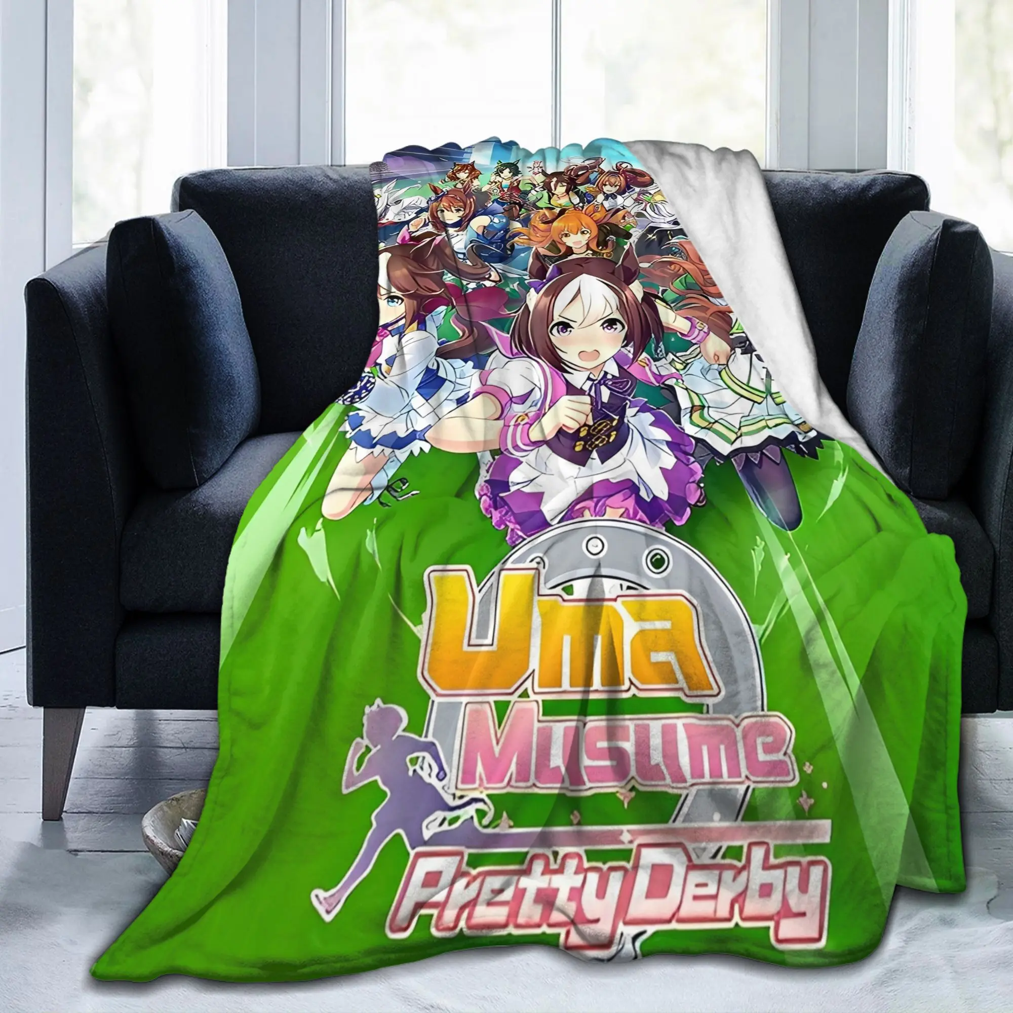 Umamusume Pretty Derby Blankets Anime Game Fuzzy Awesome Warm Throw Blankets for Chair Covering Sofa Spring/Autumn Travel