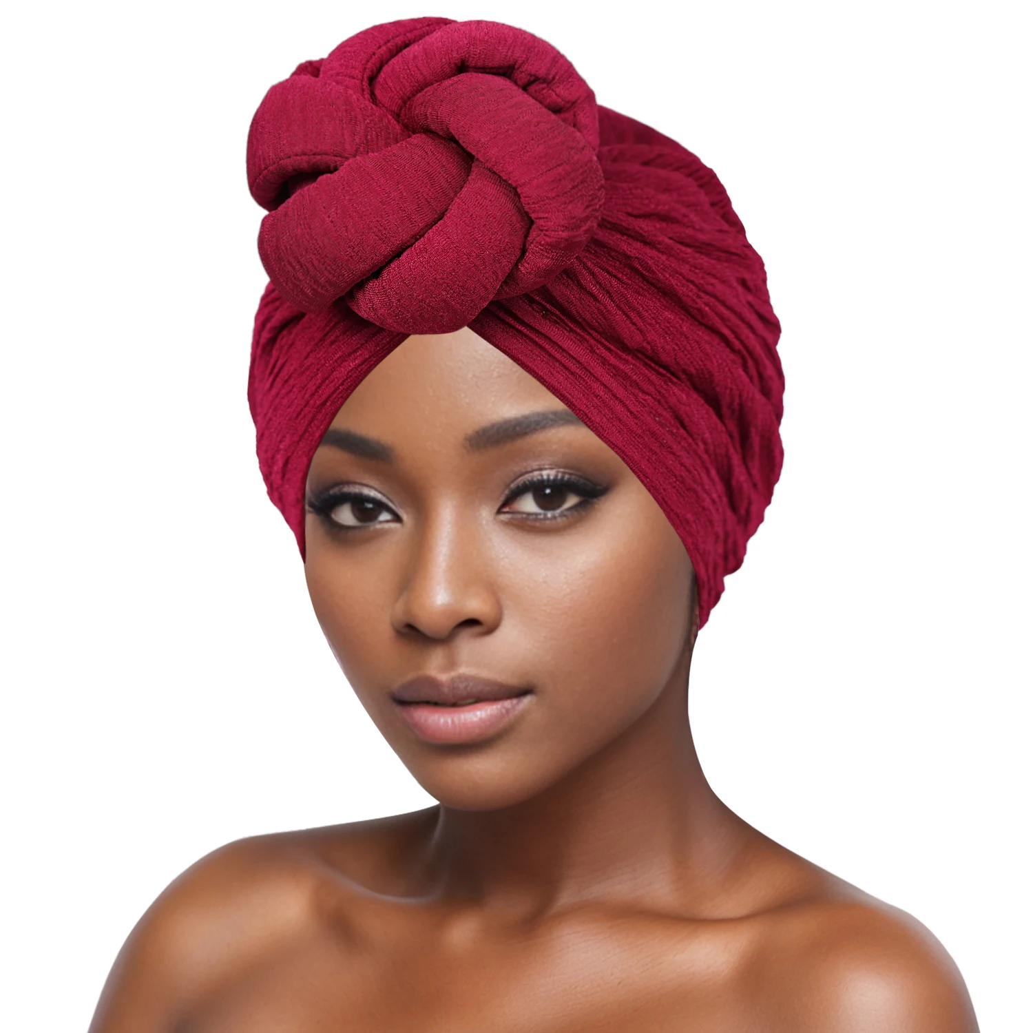 Women\'s Fashion Turbans New Bubble Cloth Large Plate Flower Elastic Leisure Comfortable and Breathable Daily Hat Headband Hat