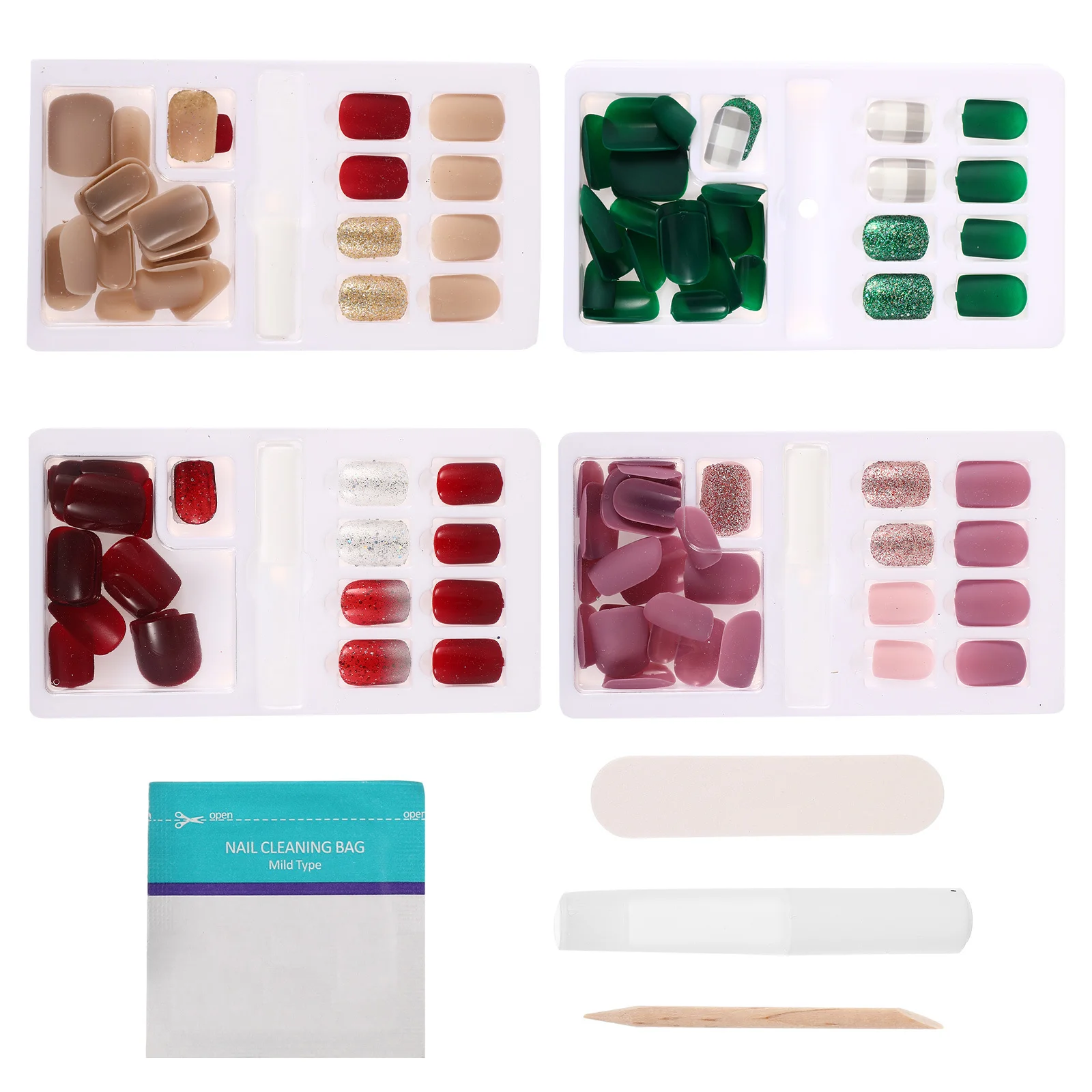 4 paquetes de uñas postizas, cobertura completa, puntas para decoración de uñas, diseño de manicura desmontable para bricolaje, boda, graduación, uso en salón, pegatinas para uñas postizas