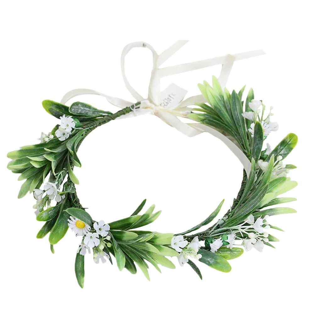 

Simulated Wreath Hairb Wedding Creative Bridal Accessories Daisy Flower Green Decorations Household Party
