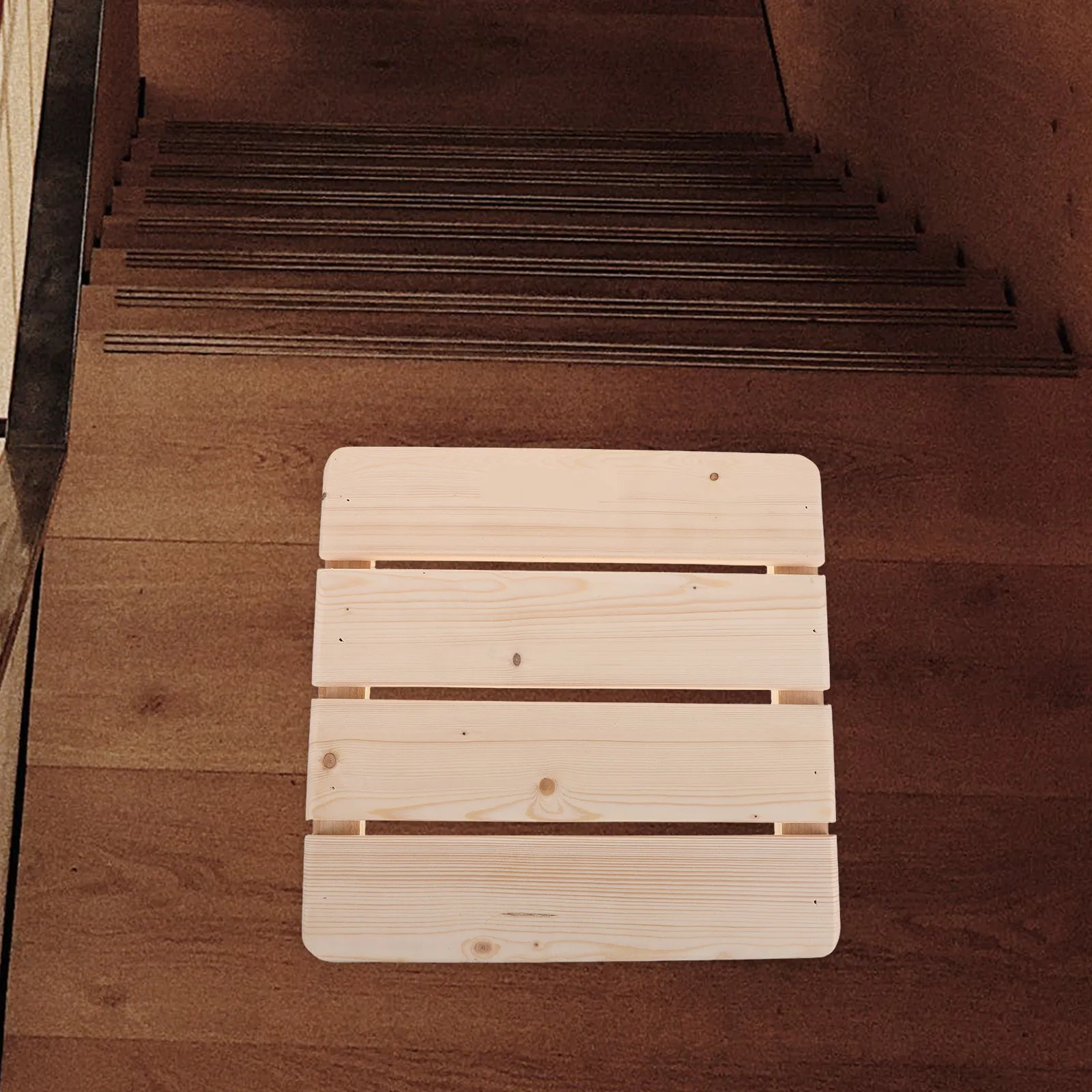 

30x30cm Premium Wooden Bath Mat Solid Wood Non-Slip Slatted Design Elevated Drainage Floor Mat for Bathroom Sauna Steam Room