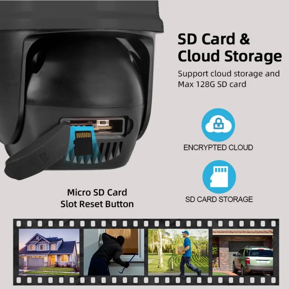 Solar-4G-Kamera für den Außenbereich, kabellos, 8 MP, Dual-Screen-Sicherheitsmonitor 360 ° Vorschau PIR Auto Tracking Smart Home Drahtlose CCTV-Kamera – Detail 14