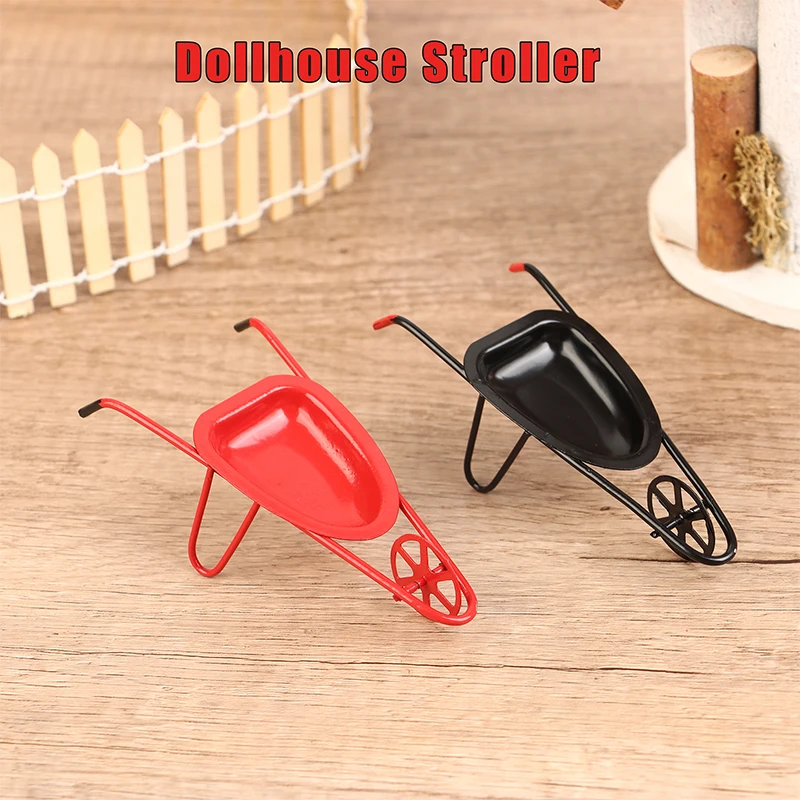 

1Pc 1:12 Dollhouse Miniature Cart Trolley Mini Trailer Gardening Supplies Agricultural Vehicle Model Garden Farming Tools Decor
