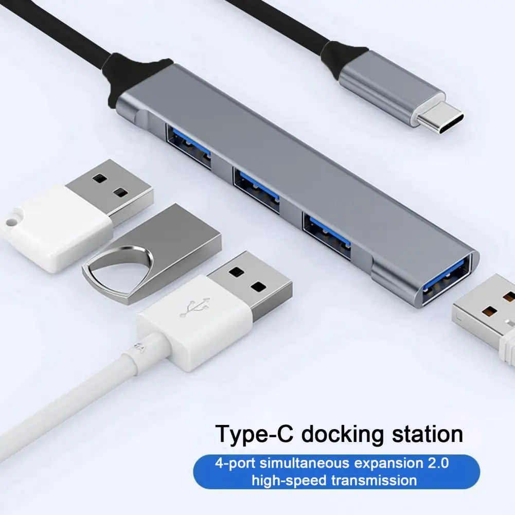 USB 3.0 Hub Extender with 4 Ports High-Speed Data Transfer Universal USB Adapter Station Ultra-Slim Portable Data Hub