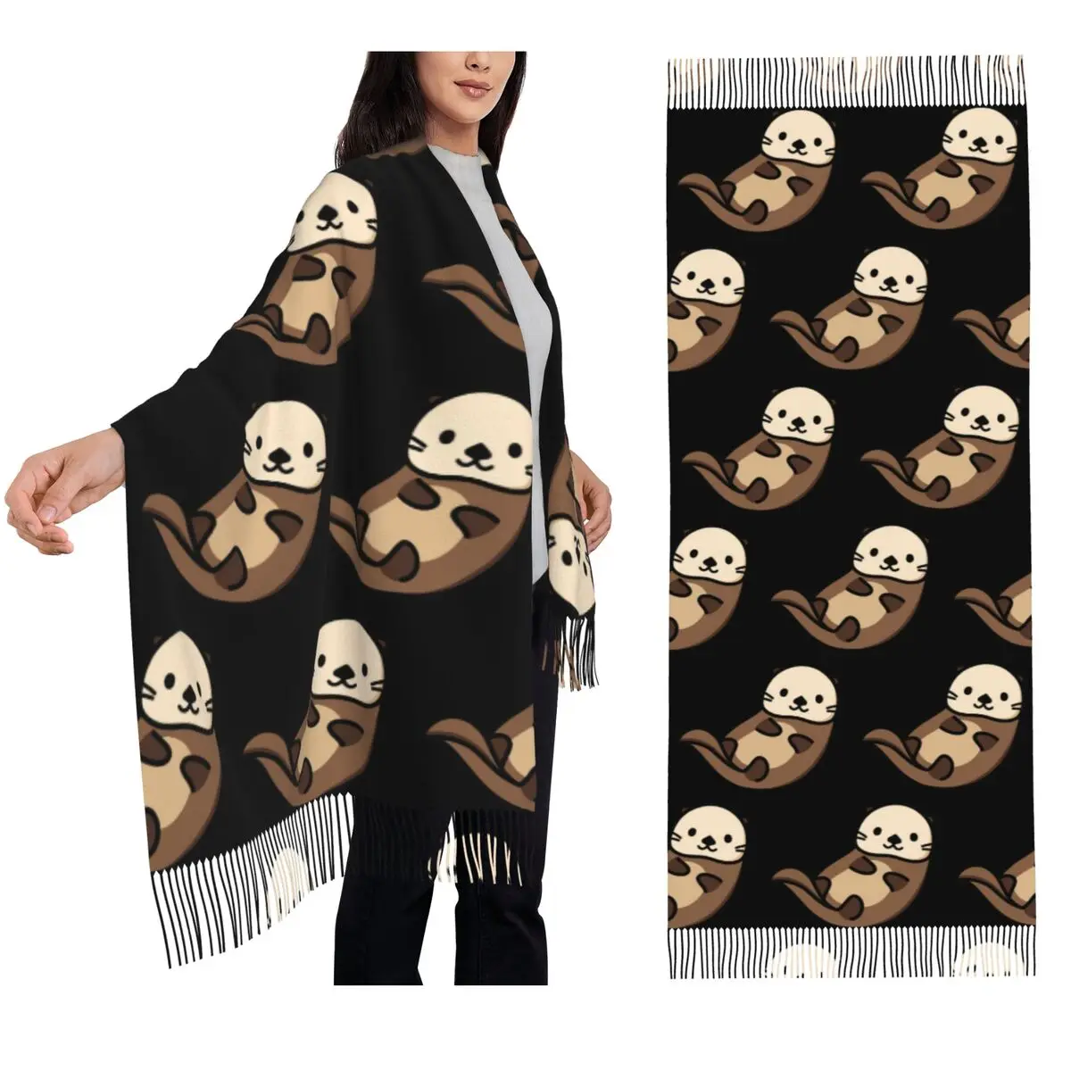 

Otter Scarf Tassel Scarves for Women Soft Warm Shawls and Wraps Long Fall Winter Shawl Wrap