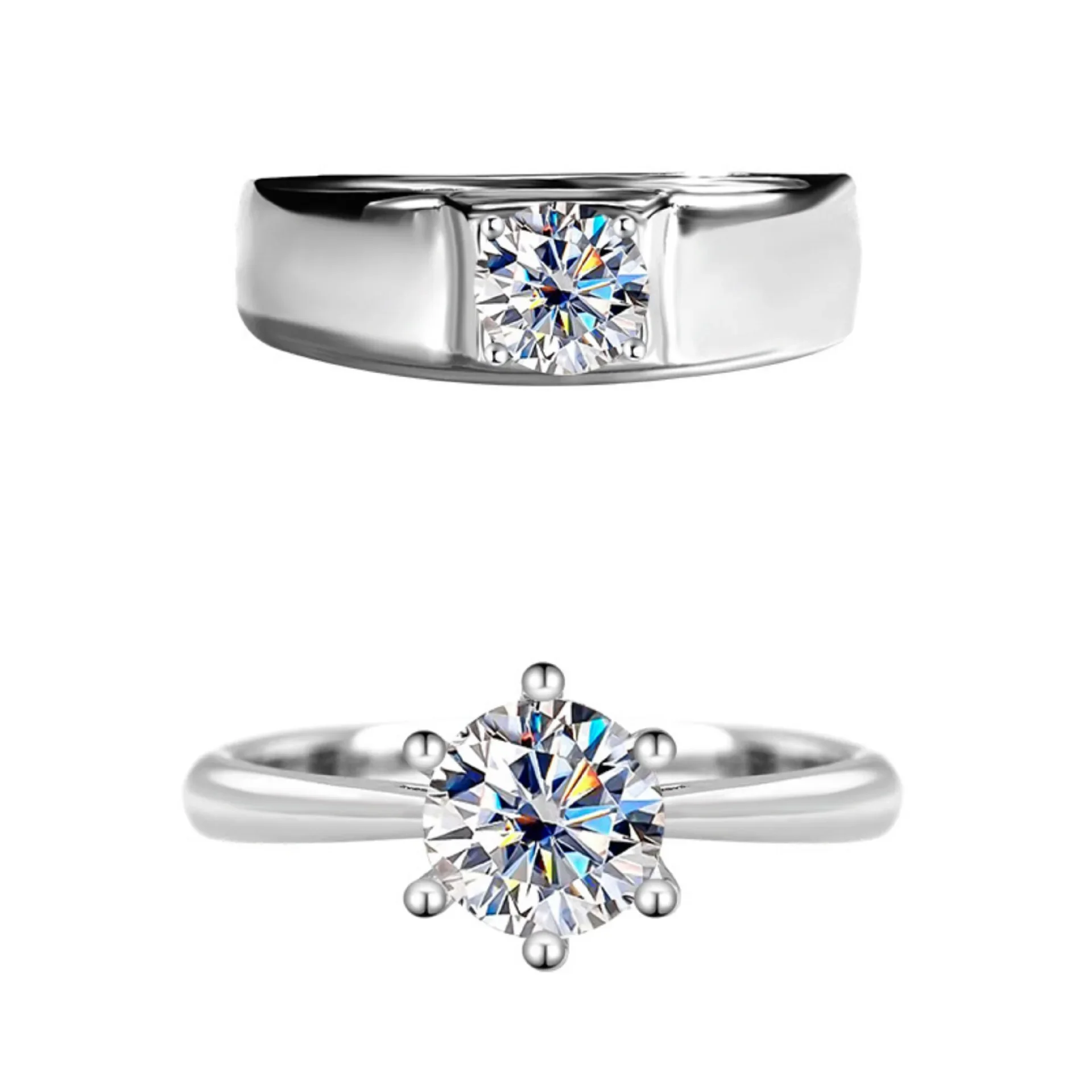

S925 sterling silver Moissanite classic couple rings, Moissanite fashionable engagement and wedding rings