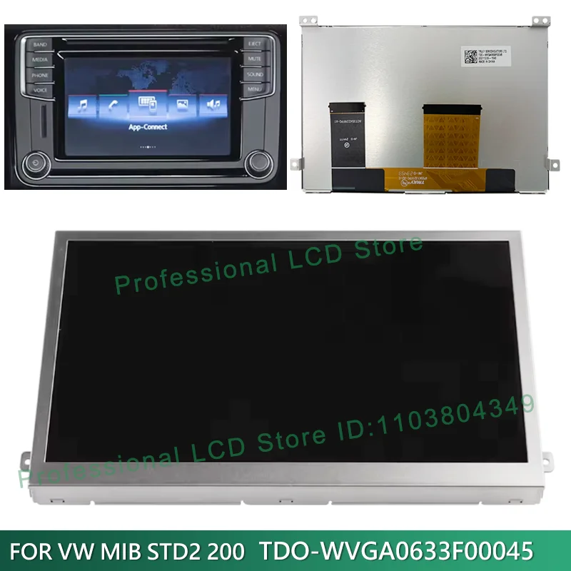 Pantalla LCD de 6.33 6.5 Pulgadas TDO-WVGA0633F00045 TDO-WVGA0633F00039 para Reproductor de CD y Navegación de Auto VW MIB 2 200 682 684 STD2 R