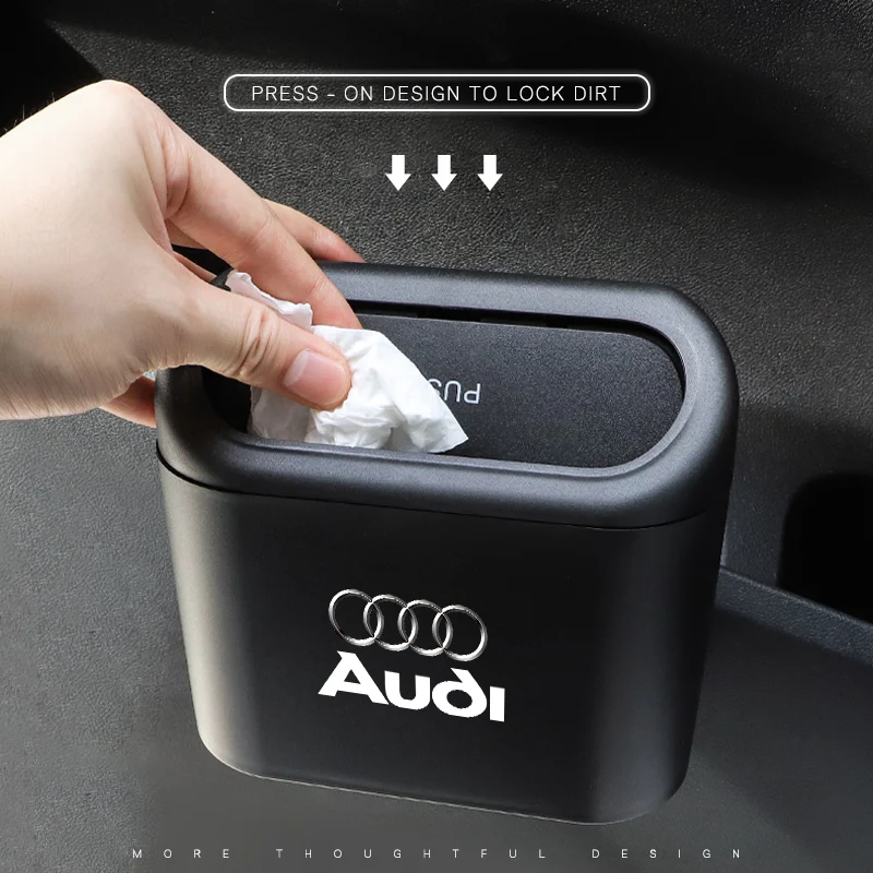 Car Interior Storage Box Garbage Bin Trash Can Accessories For Audi Sline A4 A5 A6  Q1 Q2 Q3 Q4 Q5 Q6 TT Quattro C6 B9 S3 RS4 A7