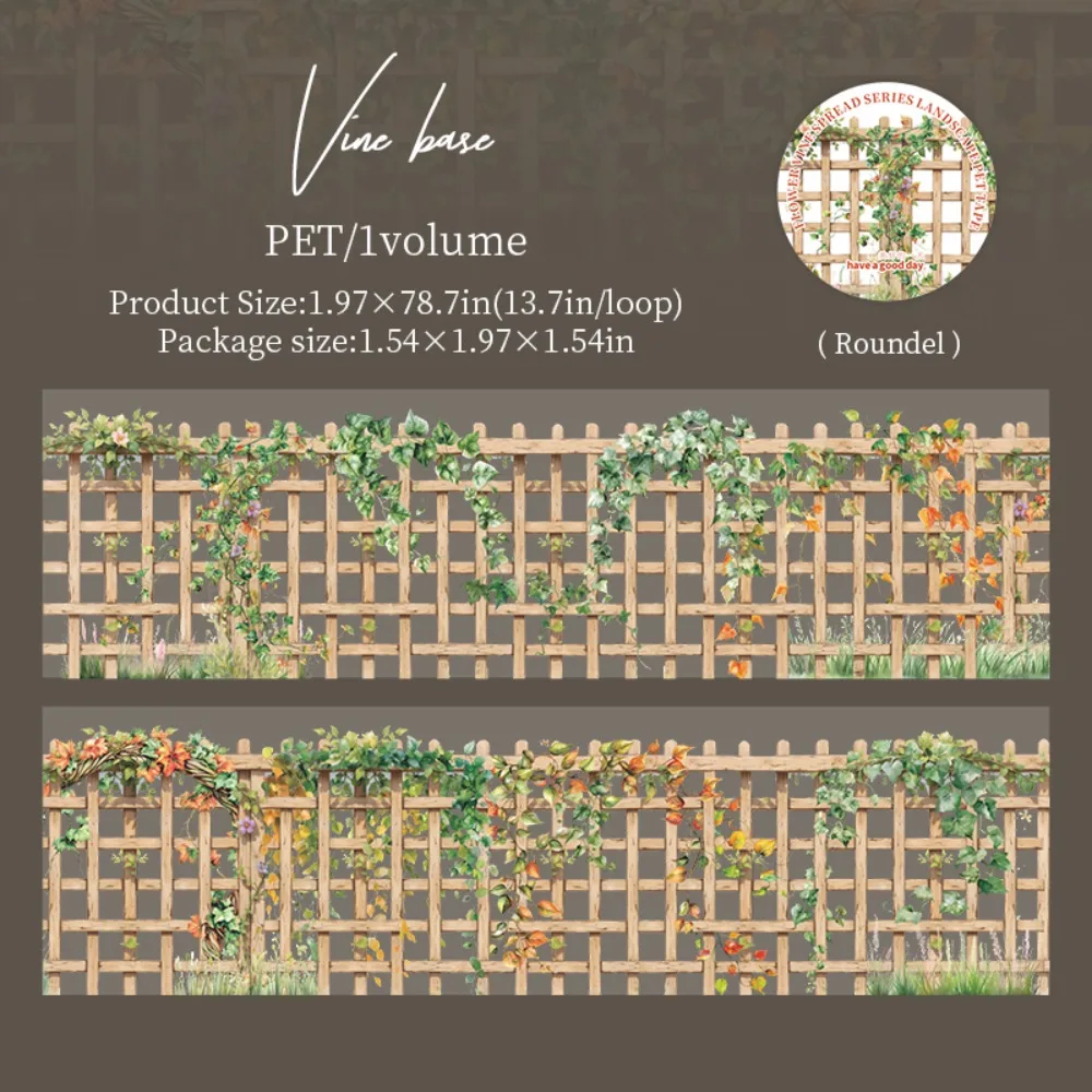 

Creative PET Landscape Tapes 50mm*2m "Journaling Scrapbook Supplies Flower Vine Design Adhesive Stickers