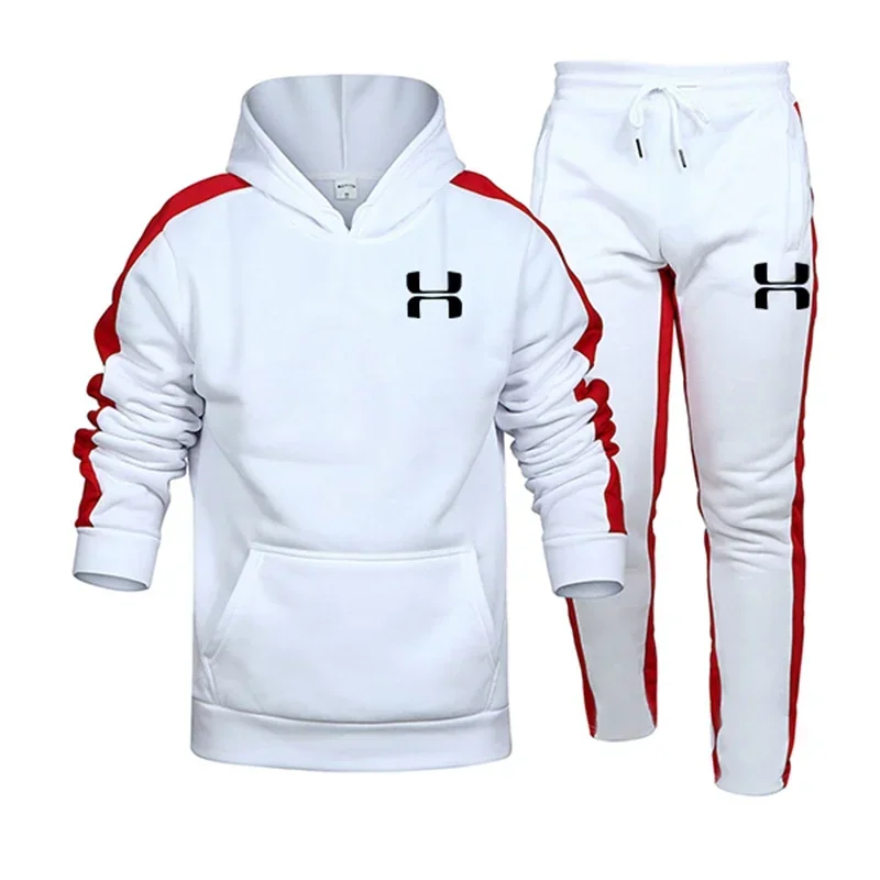 2024ชุดกีฬาผู้ชายใหม่แฟชั่นฤดูใบไม้ร่วงและฤดูหนาวแขนยาวHooded Sweatshirt + กางเกงขายาว2ชุดเสื้อผ้าผู้ชาย