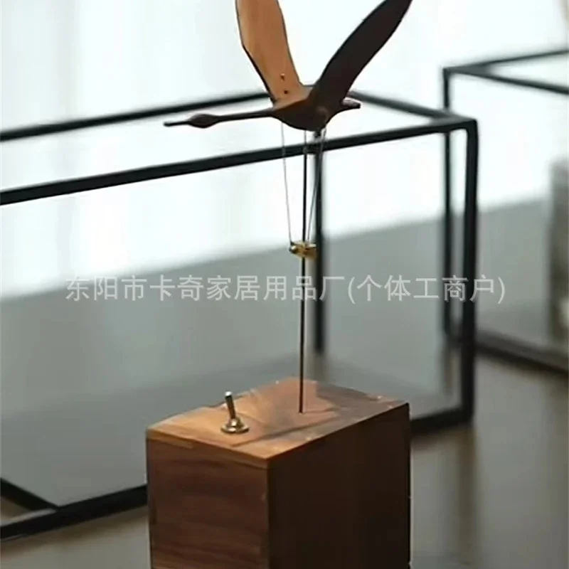 Handmade Wooden Swan Ornament Movable Flexible Desktop Decoration Creative Cute Birthday Holiday Gift for Kids Home Decor
