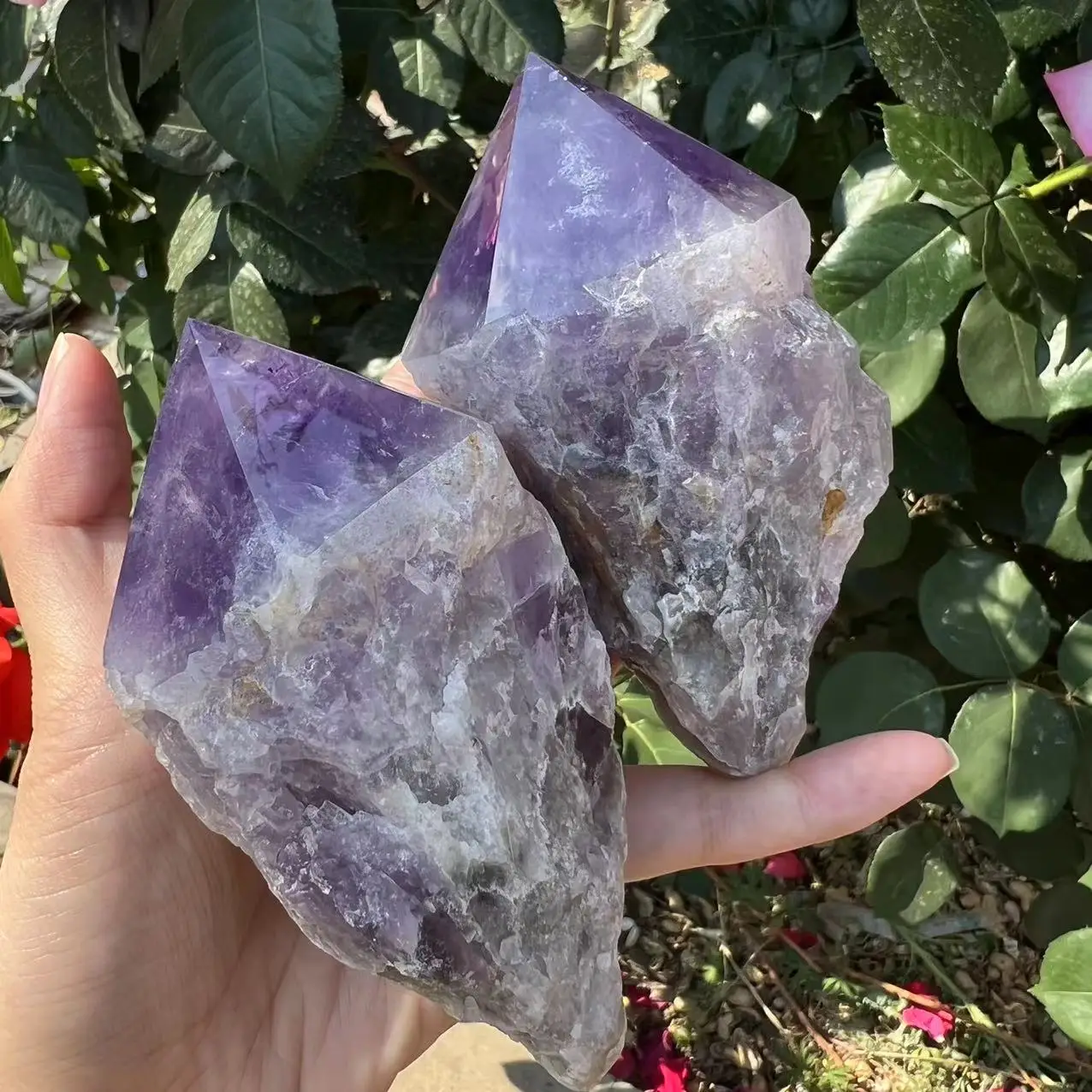 

9-11CM Natural Brazil Skeletal Amethyst Cluster Scepter Quartz Crystal Wand Point Mineral Specimen Reiki Healing Home Decor