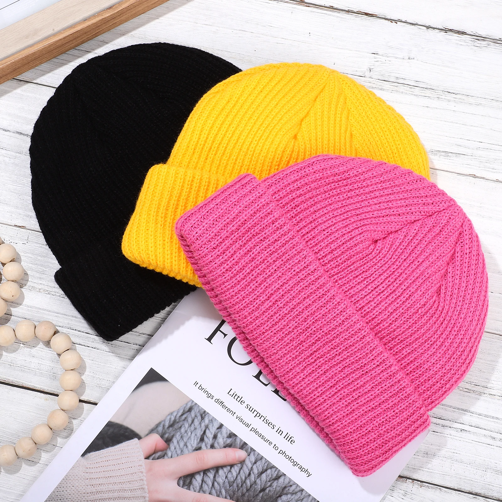 

3 Pcs Warm Hats Knitted Beanie Acrylic Multifunctional Skiing Hat for Autumn Winter Cycling Outdoor Cold Proof