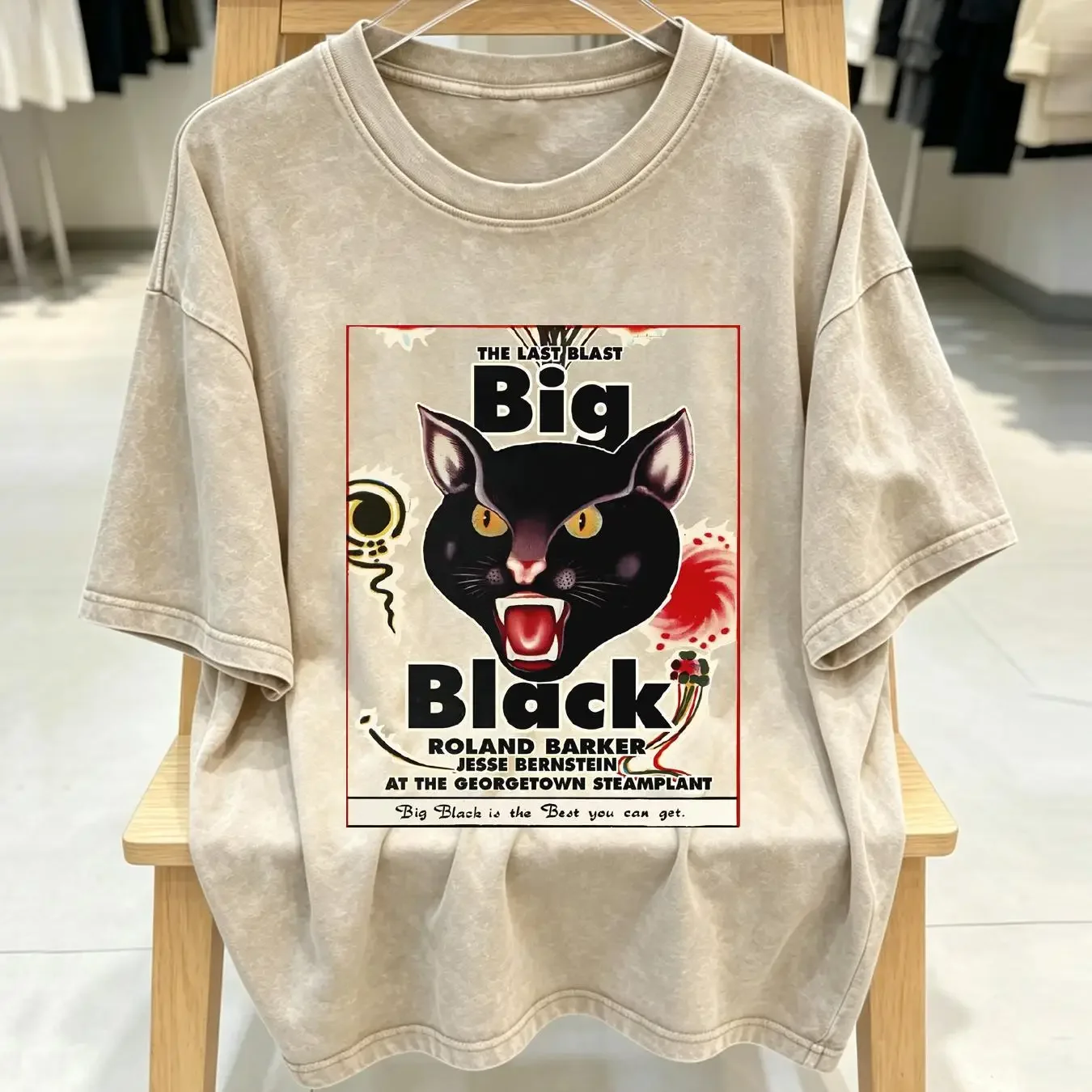 washed T Shirt BIG BLACK Band Tour Concert Poster Adult Gold Cotton Full Size PR28 long or short sleeves vintage Washed Unisex