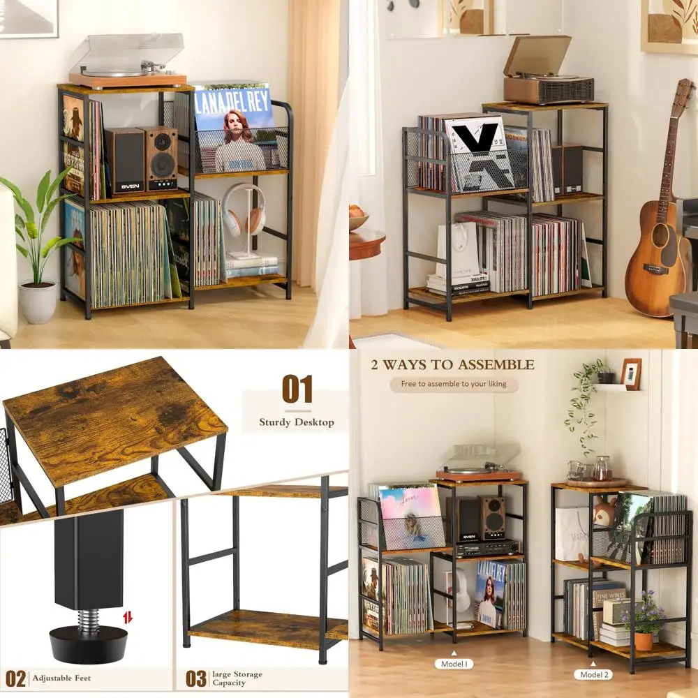 

Record Player Stand, Turntable Stand with Vinyl Storage Holds up to 300+ Albums, Storage Cabinet for Vinyl Records, Record Playe