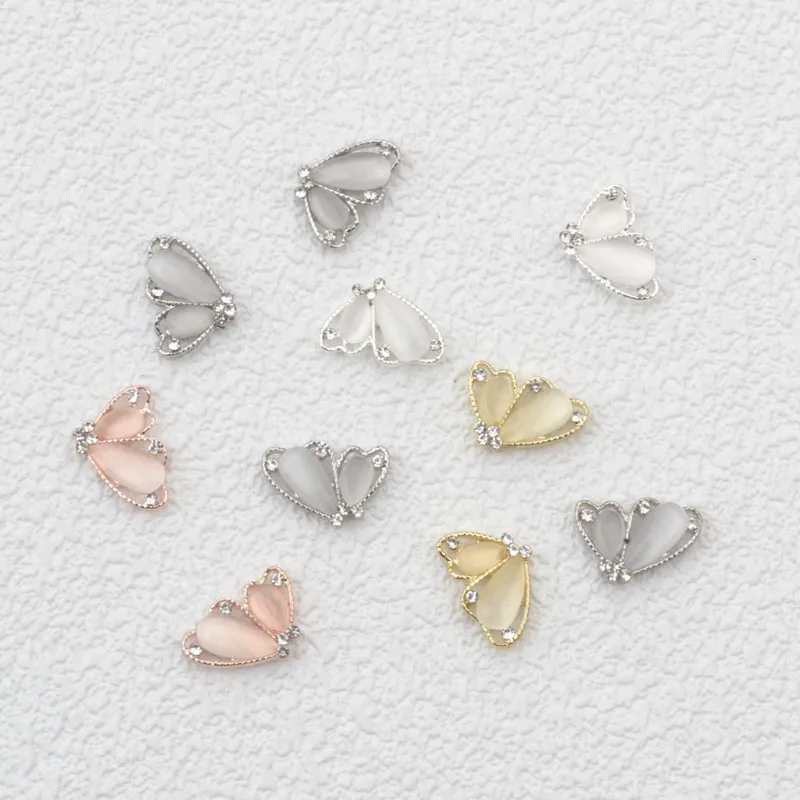 10pcs แมวตาผีเสื้อเล็บ Charms โลหะ Flatbed เล็บโลหะผสมตกแต่งสําหรับเคล็ดลับเล็บครึ่งผีเสื้อเครื่องประดับเล็บ
