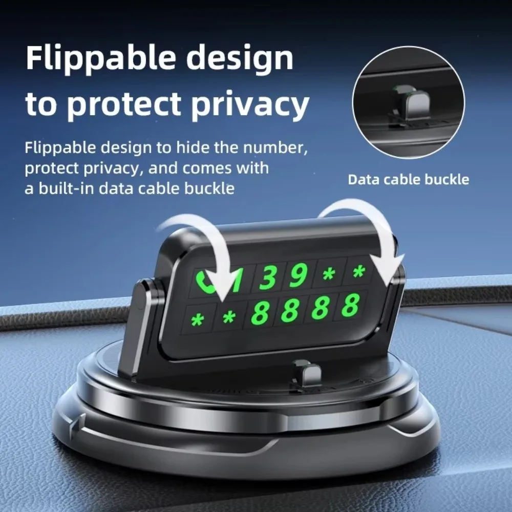 Car Phone Mount with Parking Number Plate Anti-Slip Dashboard Holder 360 Degree Rotation Head-Up Navigation Mobile Phone Stand - view 4