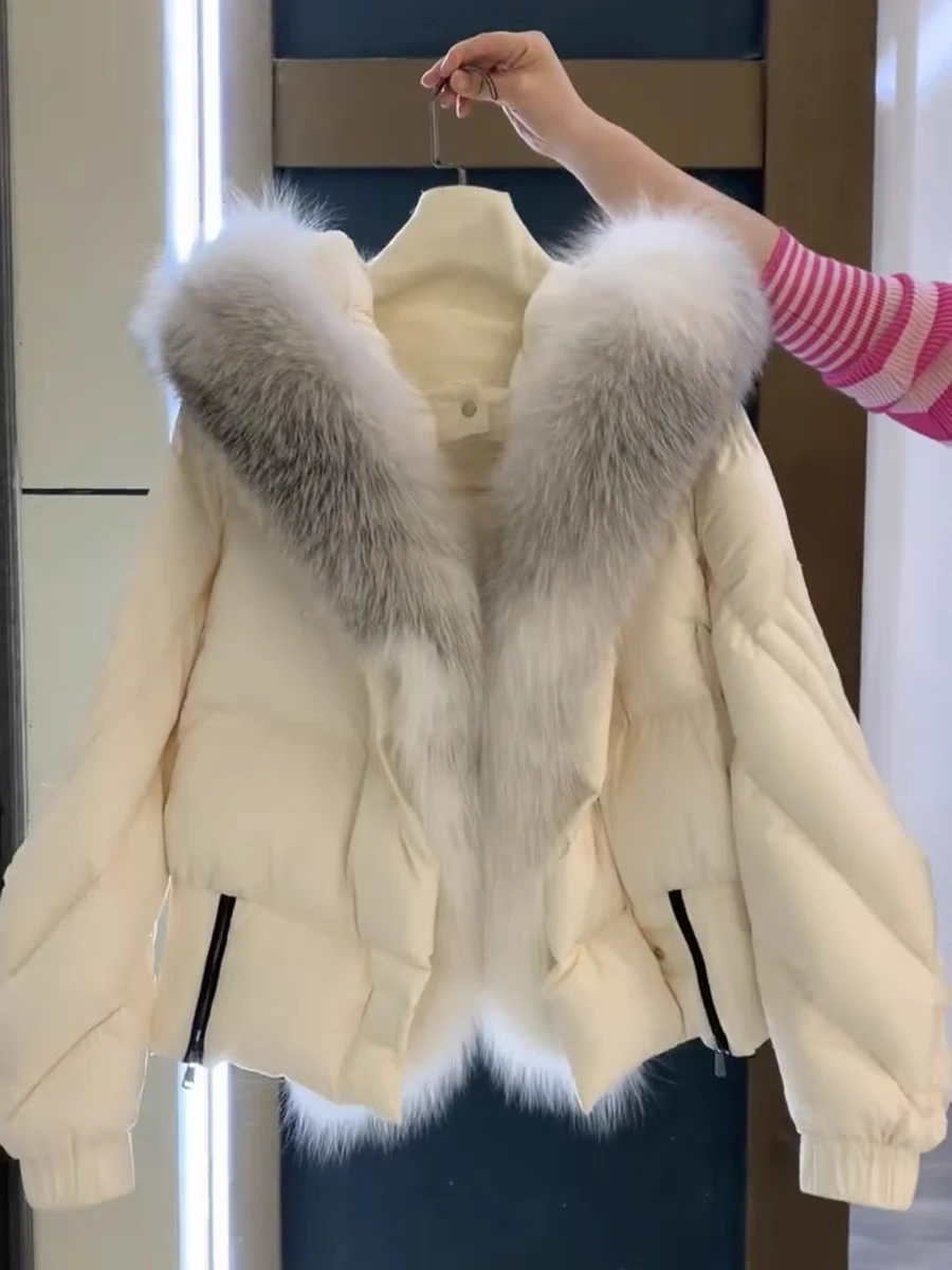 

Korean Version Of Fashionable Imitation Fox Fur Patchwork Hooded Cotton Jacket For Women's New Winter 2023 Jacket