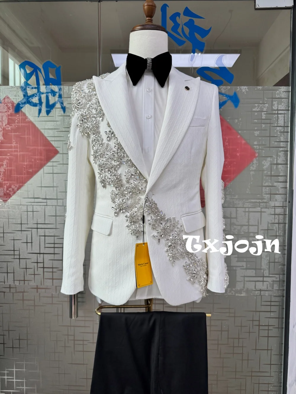 

Opulent Crystal Men's Suits 2 Pieces Jacket Pants Wedding Groom Sets Premium Jacquard Suit Set For Men Banquet Party Outfit