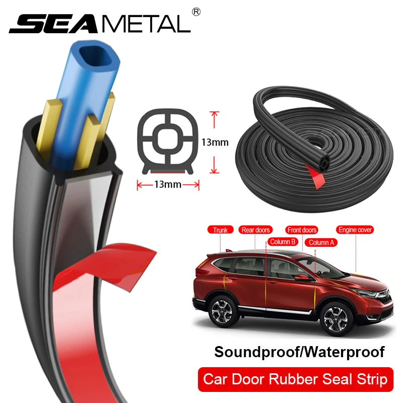 SEAMETAL Car Door/Hood/Trunk Seal Strip Rubber Double-Layer Thickening Car Door Sealing Strips Soundproof Waterproof Protection