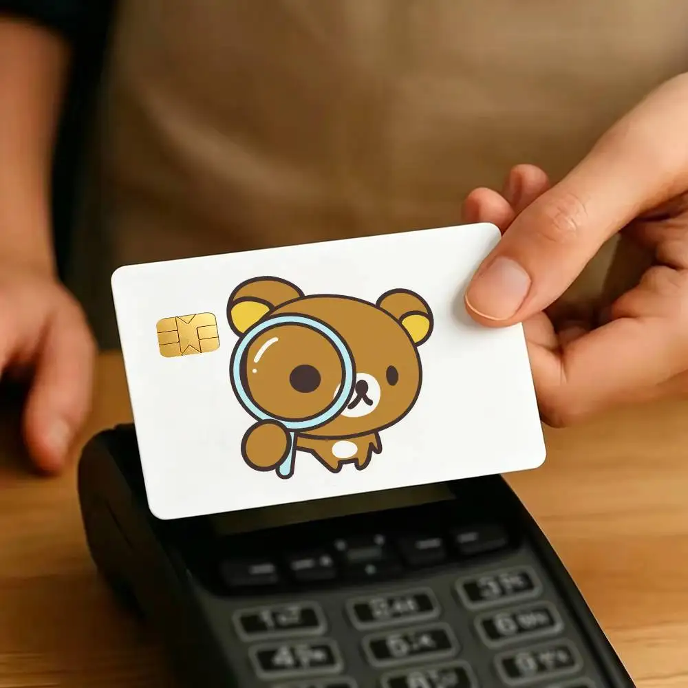 So Lovely R-Rilakkuma-S bear 1Set 4Pcs Waterproof Card Skin Stickers for Credit Bus IC Cards