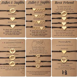 1Set Mother Daughter Bracelets Friendship Best Friend Rope Chain Thread Bracelet Cards Lover Gift Heart Christmas Men Jewelry
