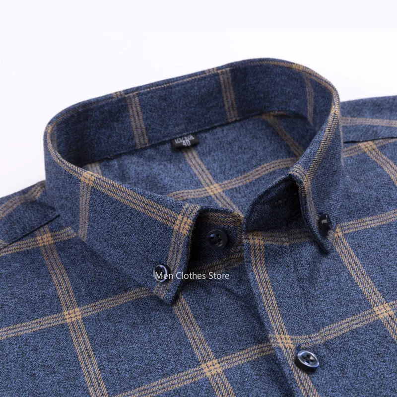 Pure Cotton Men\'s Plaid Shirt Long Sleeve Regular Fit Men Casual Oversized Shirt Leisure Autumn Male Blouse New Plus Size shirt