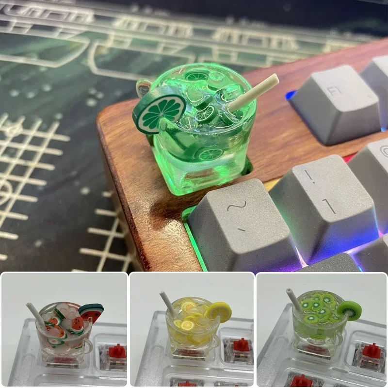 

Personalized Resin Fruit Keycap With Transparent Lemon Tea Mechanical Keyboard Button Cherry Mx Switch Cross Axis Keycap