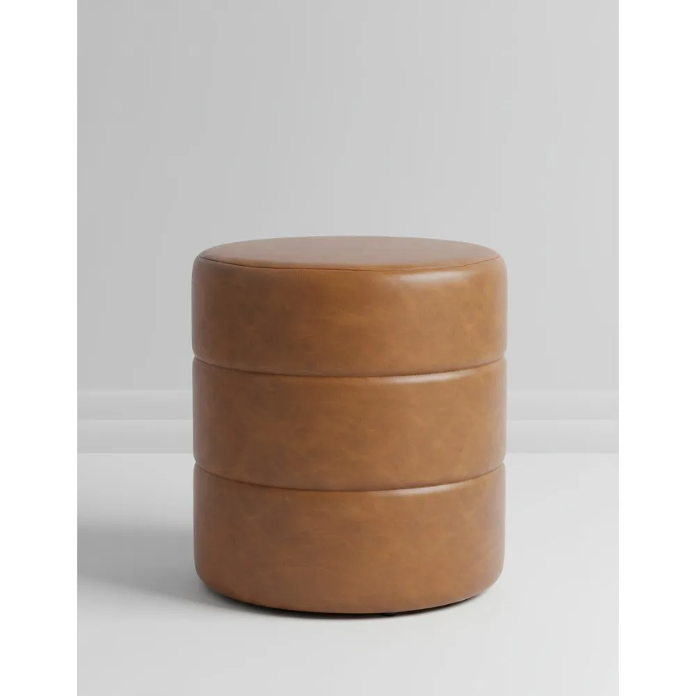 

Роскошный круглый пуф-полоф для ног - табурет с обивкой из искусственной кожи для декора гостиной, верблюжий коричневый цвет
