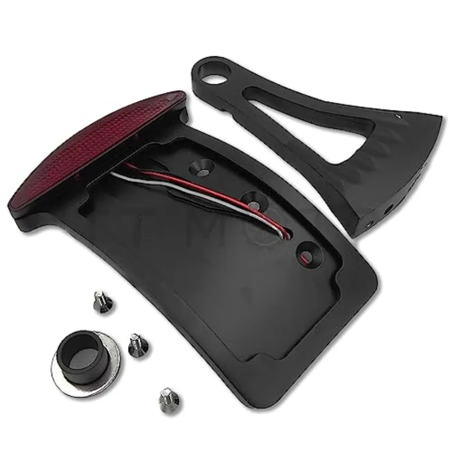 

MT301-A-BK Side Mounted License Plate Bracket w/ Tail Light Brake Light 7/8 Inch or 1 inch Axles Compatible with Suzuki Kawasak