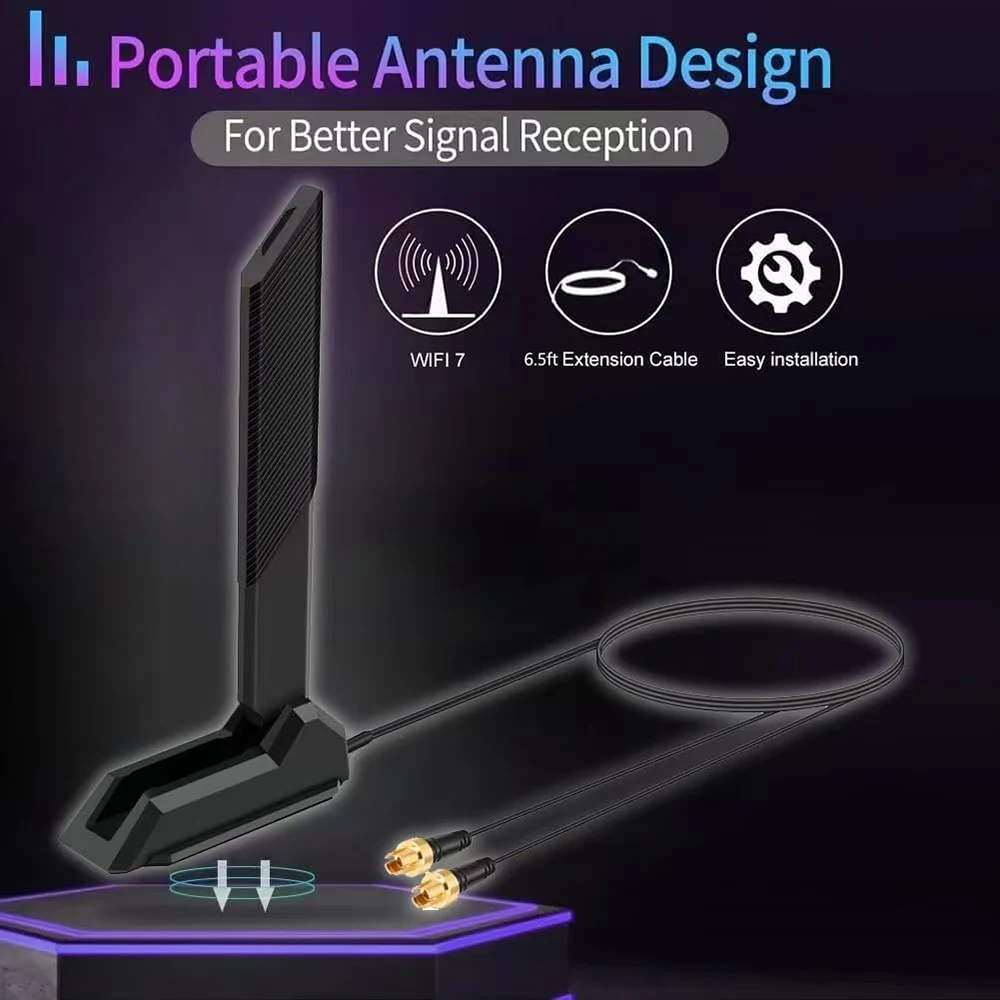 WI-FI 7 Gaming Motherboard Magnetic Base Replacement EZ-plug Antenna For Laptop ROG Strix TUF/ROG Crosshair Prime ProArt Series