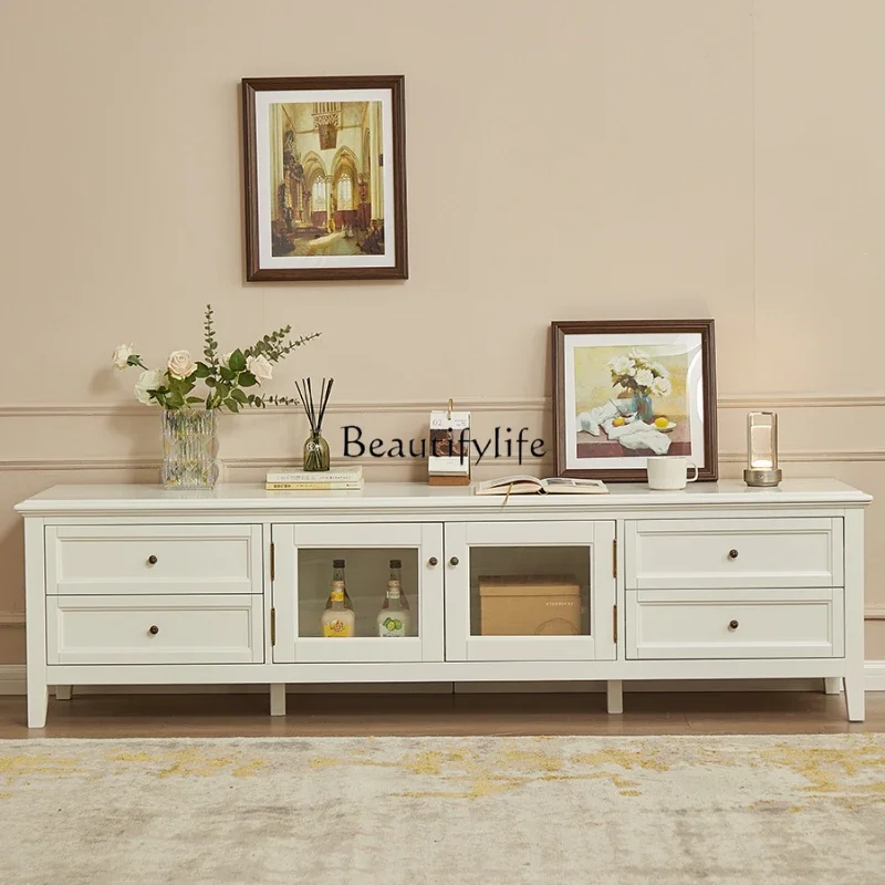 

FG11-*American TV cabinet Solid wood black walnut Modern simple and beautiful living room TV cabinet