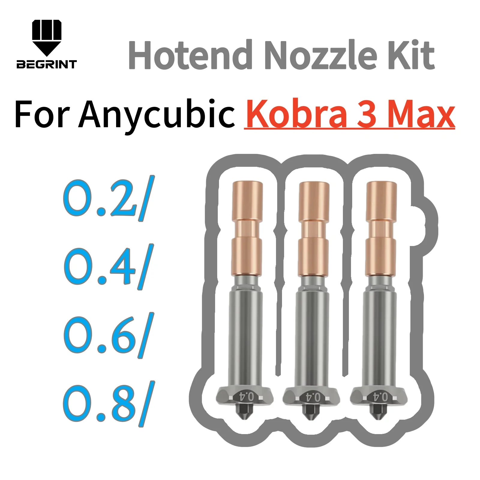 Für Anycubic Kobra 3 Max / Kobra 3 Max Combo Druckkopfdüsen, Kupfer, Messing und gehärteter Stahl Ersatzteile für K3.