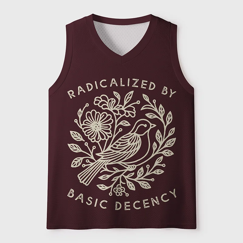 

2026 Children's Morandi Abstract Flower Basketball Vest Boys and Girls' Literary Style Printed Breathable T-shirt Sports Jersey