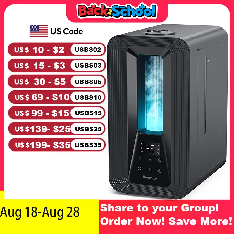 Ultrasonic Humidifier Aroma 4.7 L Touch Control with 7 Color Light 360 Degree Mist Fragrance Timer Automatic Humidity Control