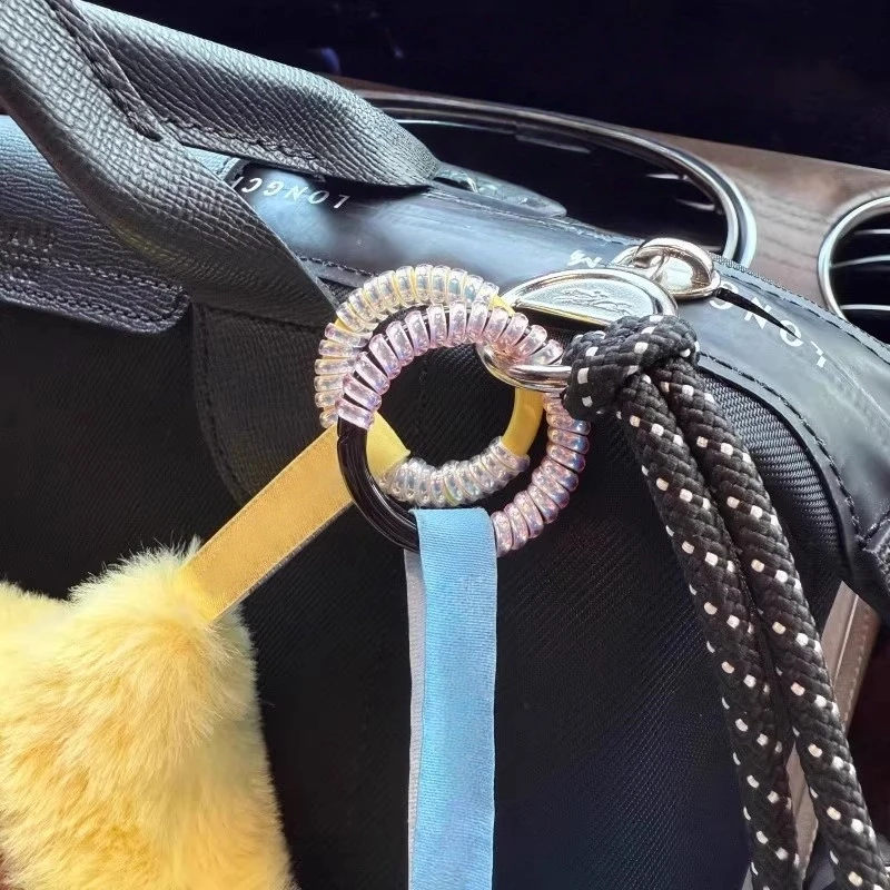 

For Labubu anti-drop buckle silicone rope keychain protective ring transparent winding fixed coil doll DIY accessory gift