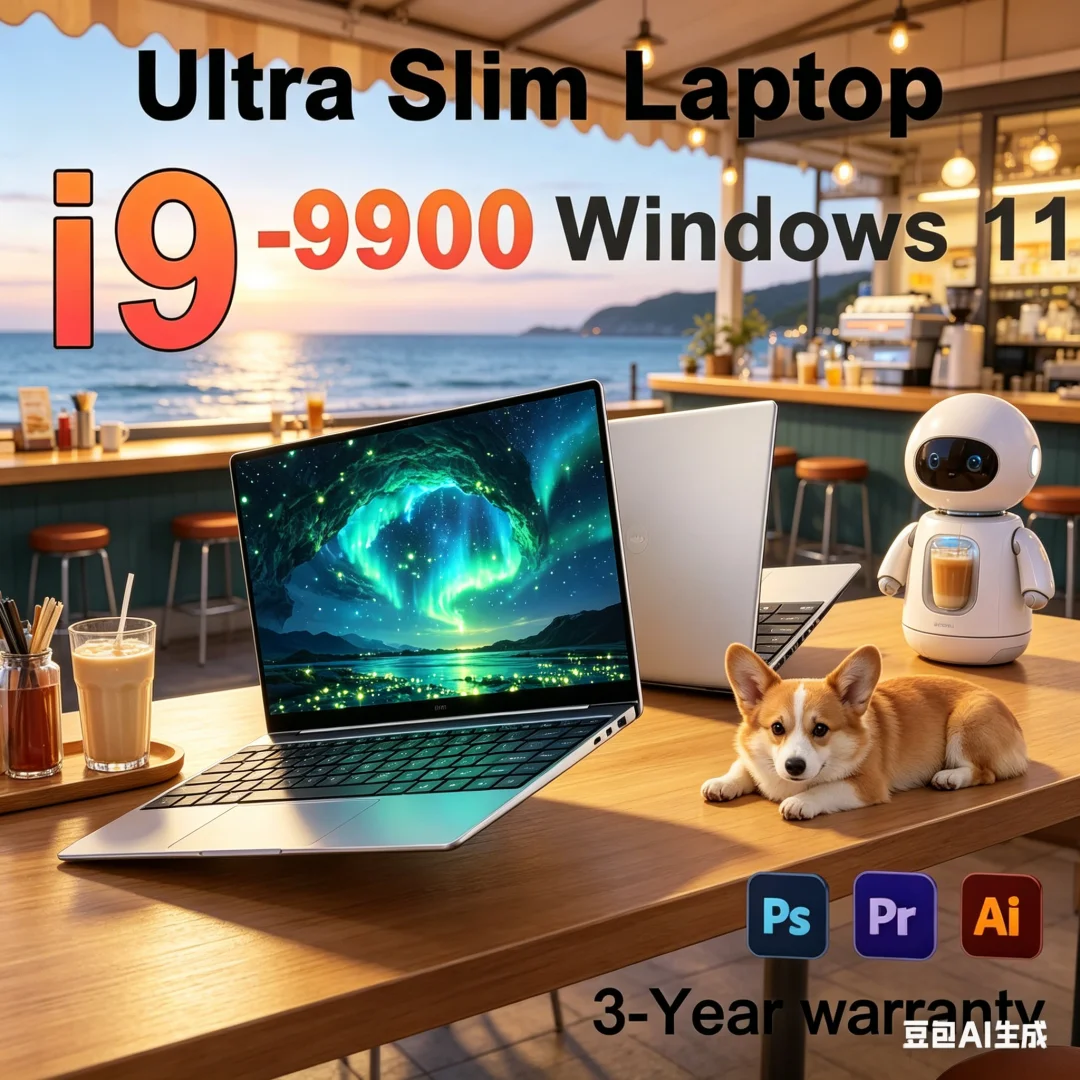 High-End 14.1" Laptop Intel Core I9-9900 32GB 2TB Gaming PC Elegant Office Study Computer PC Windows 11 Pro 1920*1080 HD