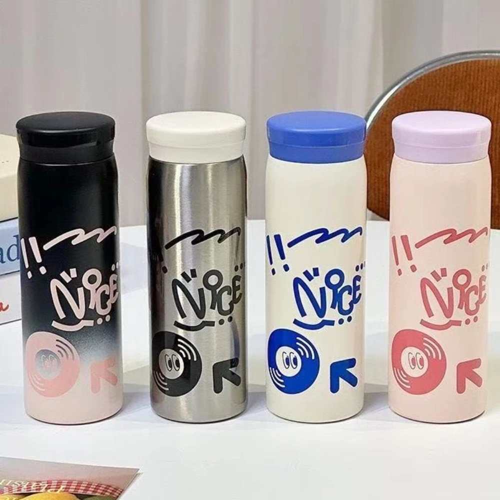 

MINISO Детская бутылка для воды, дорожная кружка, маленький термос с рисунком граффити, портативная бутылка из нержавеющей стали, подарки на день рождения