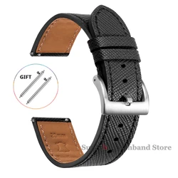 18mm 20mm 22mm Vintage Stitched Leather Watch Strap Premium Grade Quick Release Saffiano Leather Watchbands For Men Women
