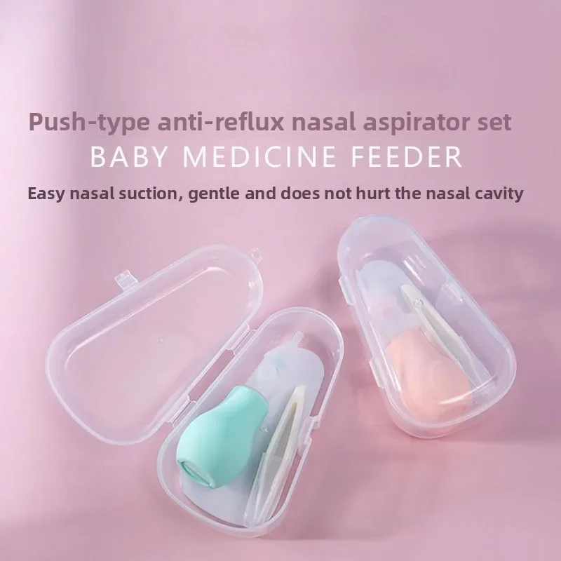 

Набор детских назальных аспираторов — ручной очиститель носа против обратного потока с пинцетом для новорожденных, облегчает душный нос и удаляет бугуры.