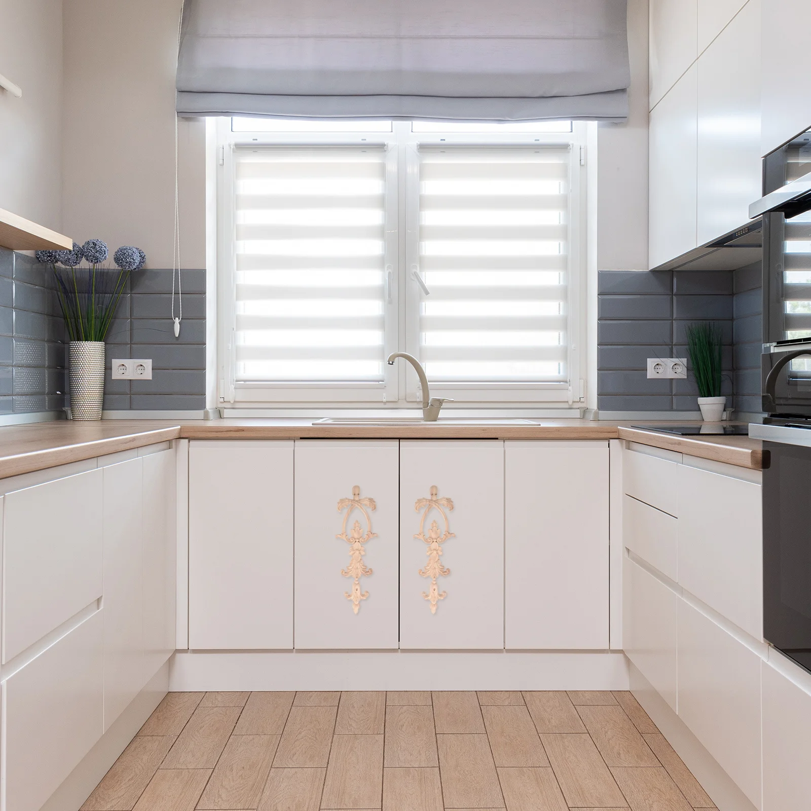 

2pcs Wooden Carved Furniture Applique Cabinet Wardrobe Decoration Wood Trim For Home Wall Closet Diy Craft Woodcraft Party