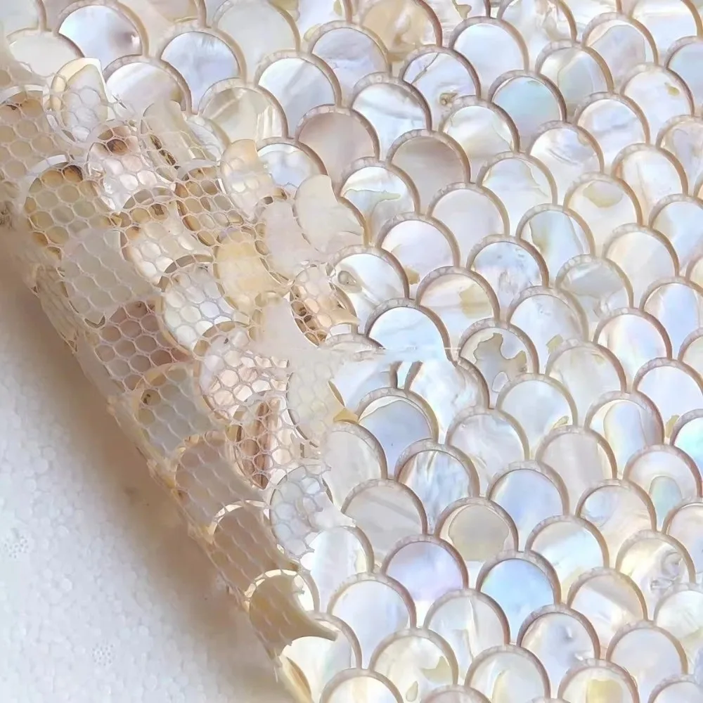 Artistic Shell Mosaic Tile Eco-friendly Waterproof Fish Scale Tile DIY Dyed Shell Wall Decor Living Room Decor