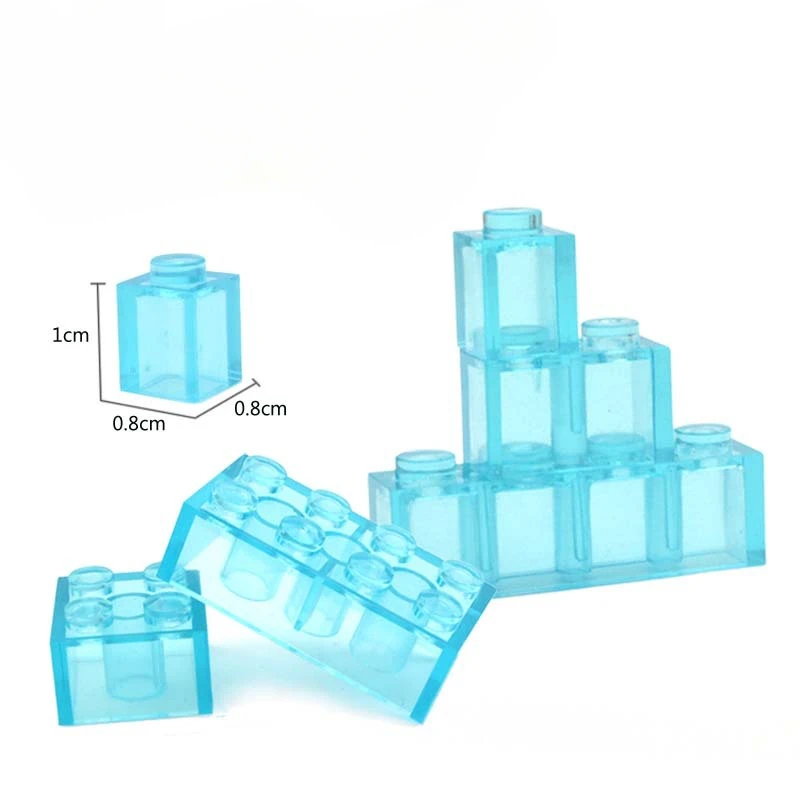 Small Building Block High Bricks Transparent Light Blue 1x2 2x4Dots  DIY Parts Brick  3001 Compatible with Logo Toy for Children