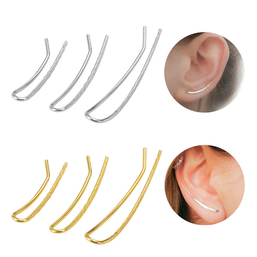 2Pcs 20G Chic Ear Climbers Kolczyki dla kobiet Minimalistyczny kolczyk ze stali nierdzewnej Kolczyk do uszu Kolczyk do uszu Biżuteria do przekłuwania uszu