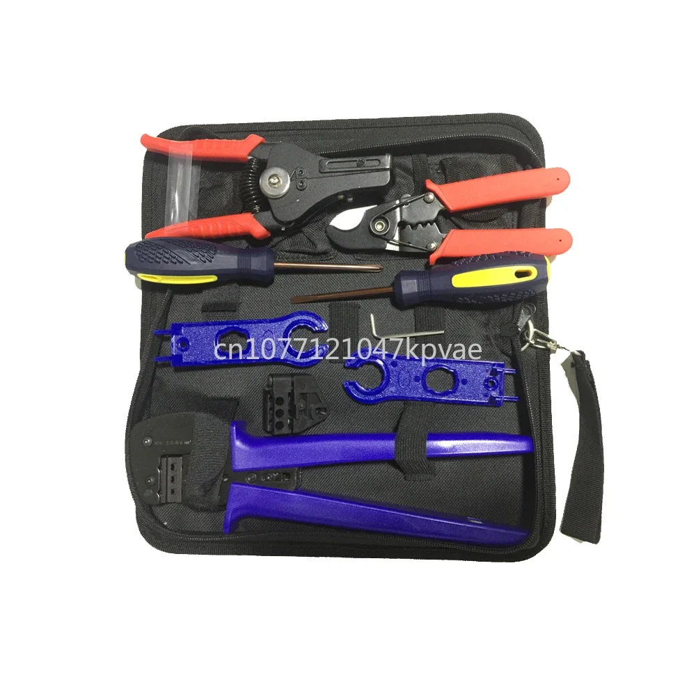 mc 4 solar pv hand tool set kit bag hardware crimping plier wire cutting cable stripper spanner screwdriver for