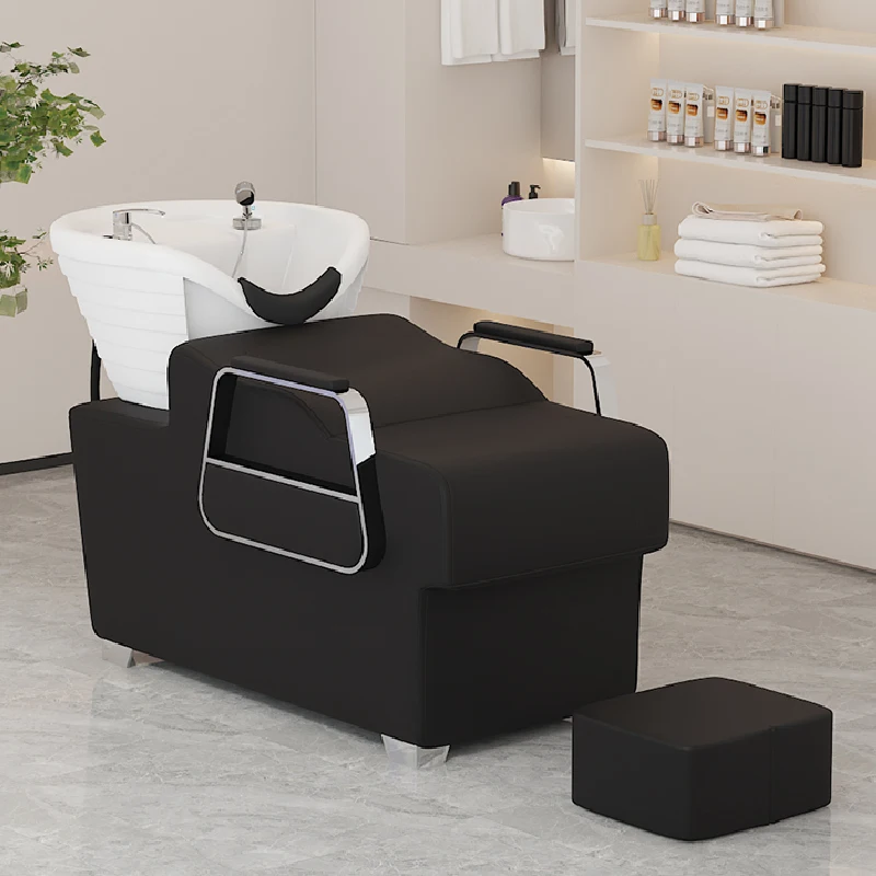 

Hair Japanese Spa Shampoo Backwash Units Bowl Chair Hairdressing Basin Professional Salon Therapy Washbasin Bed Massage Stock